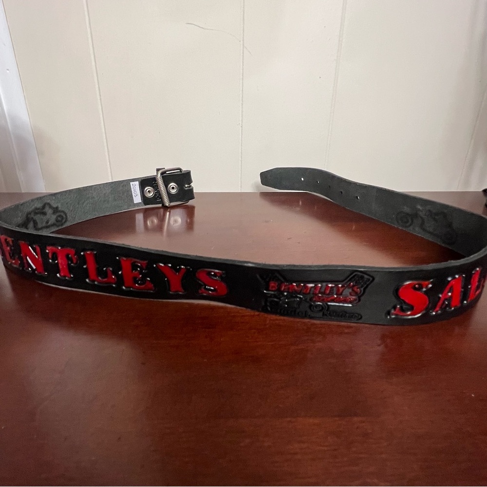 Vintage tooled Leather biker Belt Bentley’s Biker Saloon Maine rare edgy EUC - Picture 11 of 15
